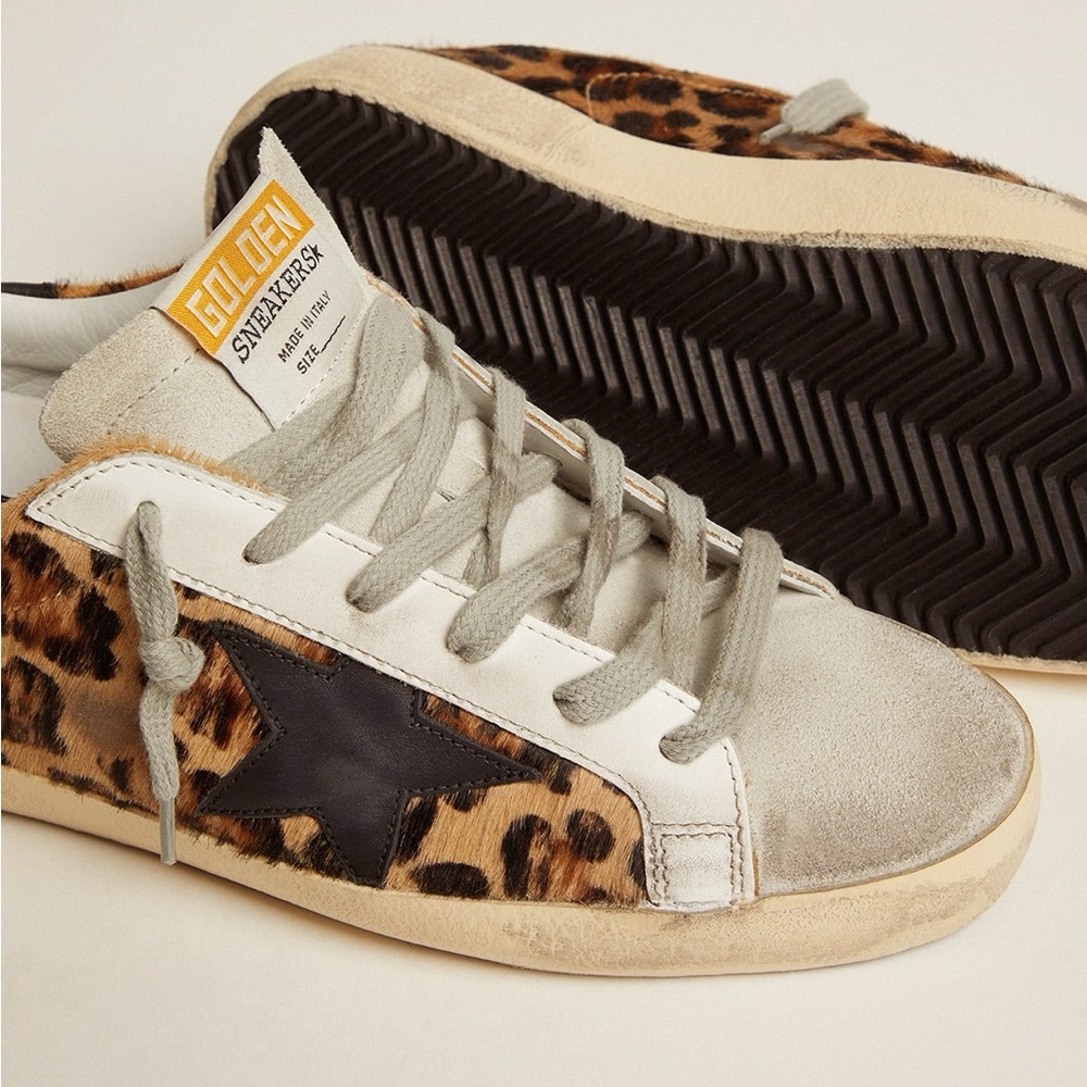 Golden Goose Leopard and Gray Sneakers